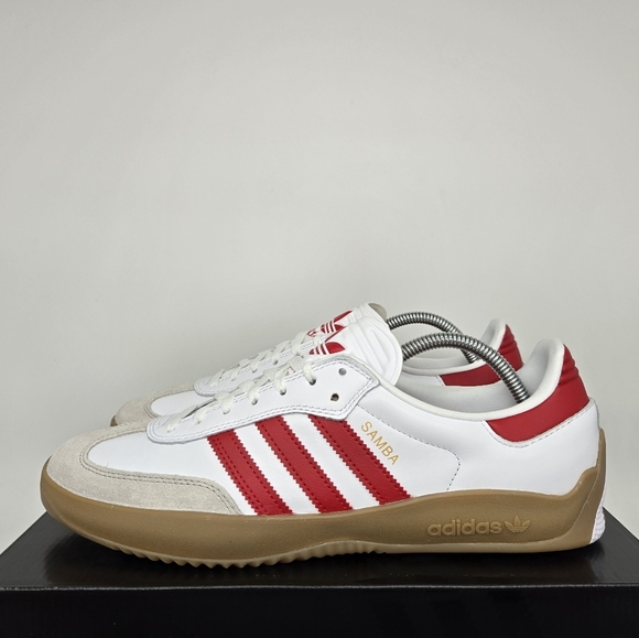 adidas Puig Samba 'White Better Scarlet Gum' Men's Skateboarding Shoes Size 10.5 - Picture 1 of 8